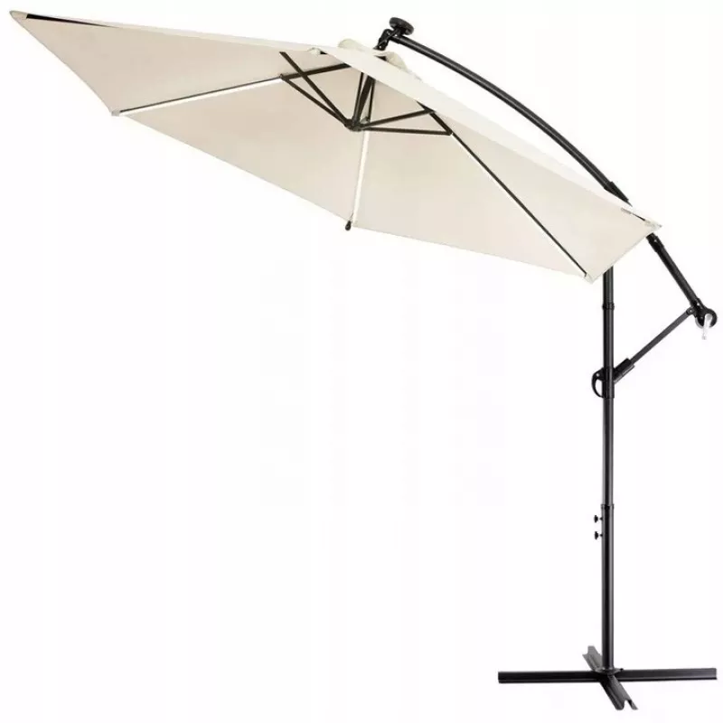 Sombrilla de jardín Extralink L-0713 3 m de diámetro, toldo beige, Modelo BLACK FOREST