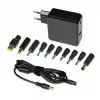 Fuente de alimentación para portátil IBOX IUZ65WA, AC/DC automática 100–240V → 18,5–20,5V, 65W, 1×USB, negra