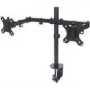 Manhattan Soporte de mesa doble para TV y monitores (Full Motion), Para pantallas de 10 a 27 pulgadas, Fijación por abrazadera, Compatibilidad VESA: 75 x 75 y 100 x 100 mm – comprueba las dimensiones de los cuatro orificios de montaje en la parte posterior de la pantalla para asegurarte de que encaja, Máx. 8 kg (por soporte), Negro, Soporte