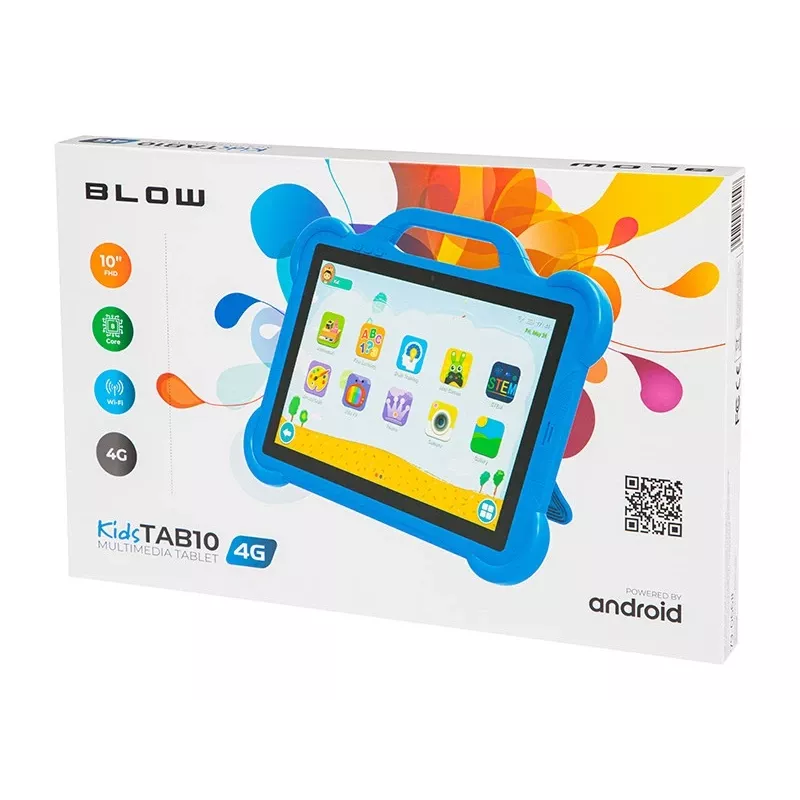 BLOW KidsTAB10 4G tableta, 10,1 pulgadas FHD 1920x1200, octa-core T606 1,6 GHz, 4 GB RAM, 64 GB, Android 12, LTE, GPS, con funda, azul