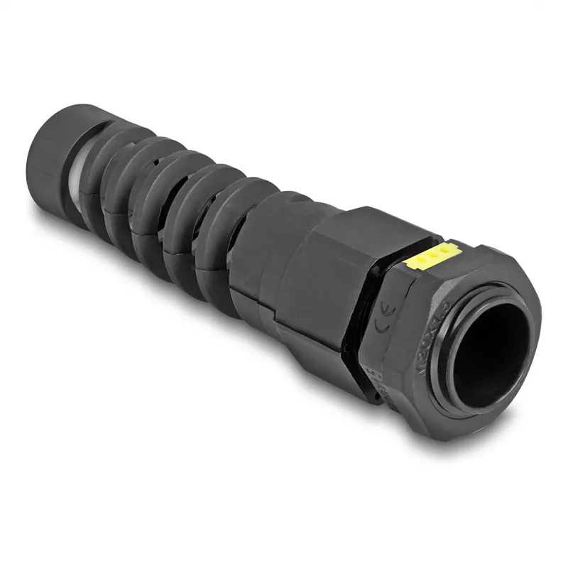 Prensaestopas DeLOCK M20 con ventilación y alivio de tracción IP68 resistente al polvo y al agua negro 2 uds.
