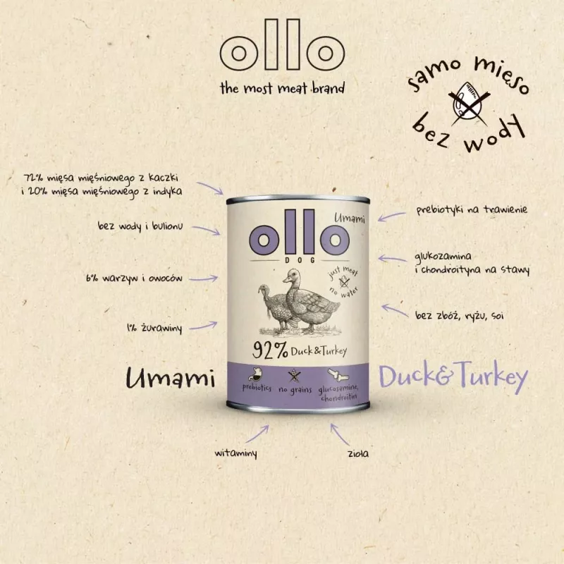 OLLO Umami pato y pavo - pienso húmedo para perros - 850g