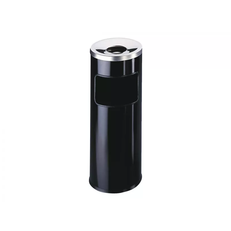 Papelera metálica redonda negra robusta 3332