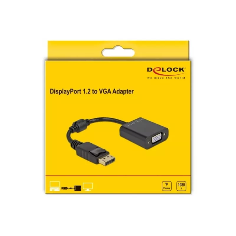 Adaptador DisplayPort 1.2 conector macho a conector hembra VGA DeLOCK 61006