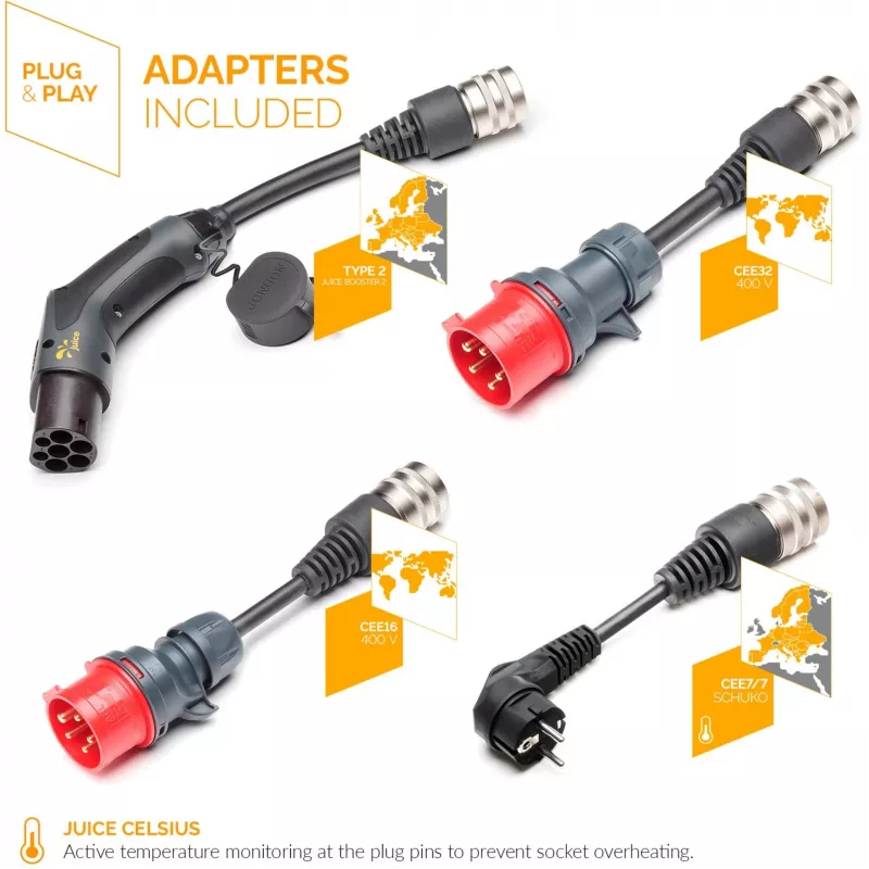 Juice Technology JUICE BOOSTER 2 Traveller Plus EV Set (EU) (antracita/negro, 1,4 - 22 kW, cable de 3,1 metros)