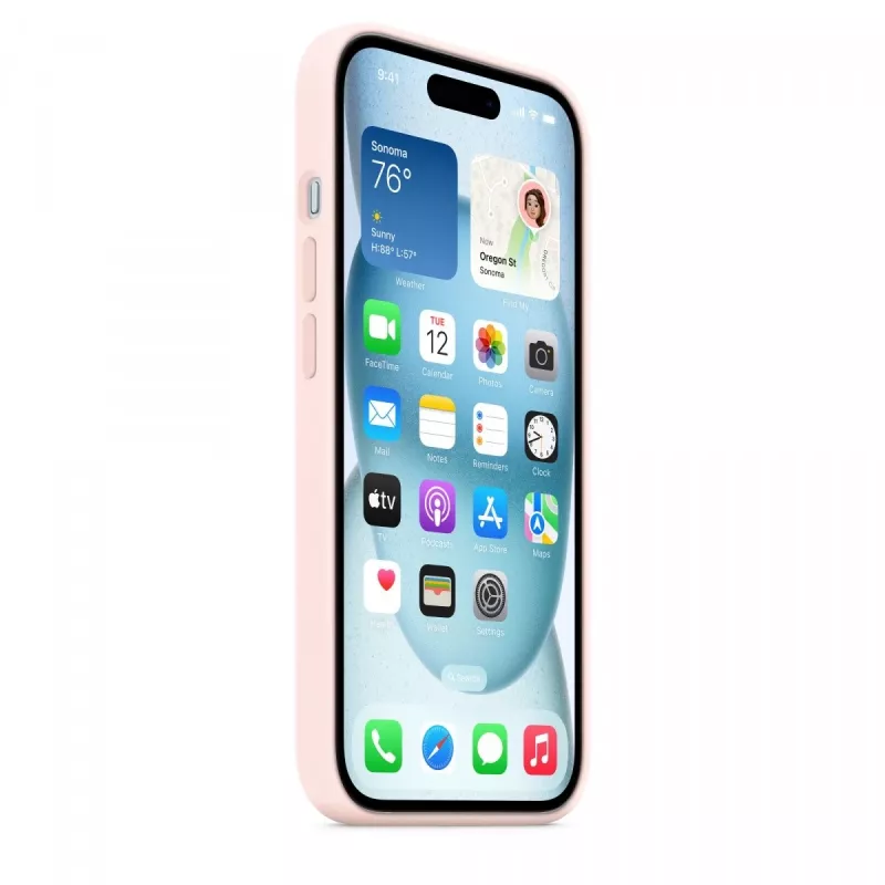 Funda de silicona con MagSafe para iPhone 15 - Rosa claro