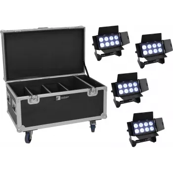 Set de luz wash EUROLITE Multiflood 20001000 — 4 focos, 8x10W LEDs RGBW cada uno