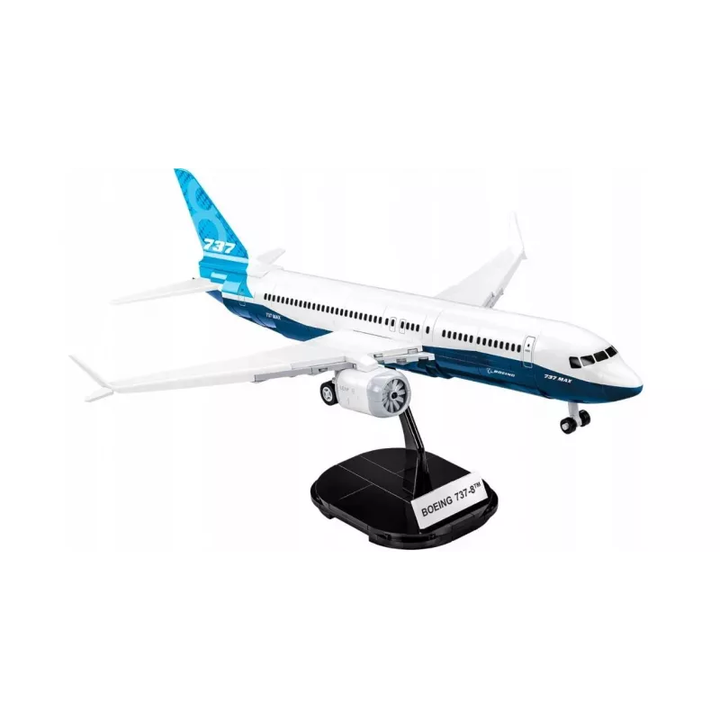 Set de construcción Cobi Boeing 737-8 — 340 piezas, edad recomendada 7+, azul y blanco