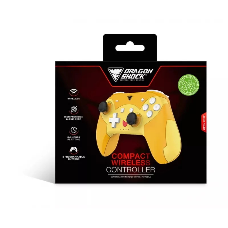 DragonShock PopTop Compact, mando, Nintendo Switch, botón Atrás, D-Pad, botón Home, botón Reset, inalámbrico, Bluetooth, USB Type-C