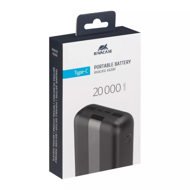 Batería externa USB 20000MAH/VA2081 negra Rivacase