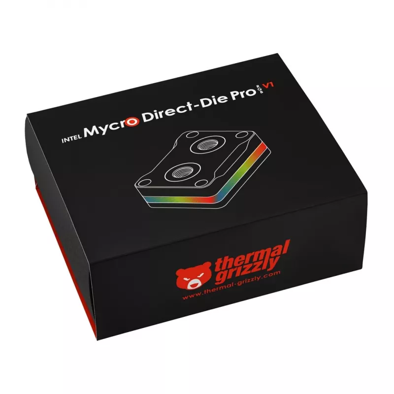 Thermal Grizzly Intel Mycro Direct-Die Pro RGB V1 bloque de agua para CPU, negro/transparente