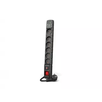 Regleta de enchufes Acar S6 protección contra sobretensiones – 6 tomas, cable de 5 m, negra