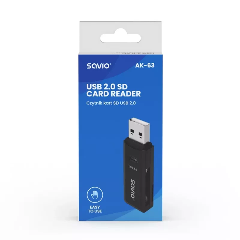 Lector de tarjetas SD, USB 2.0, 480 Mbit/s, AK-63 Savio SAVAK-63