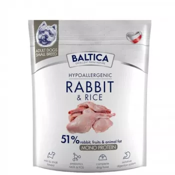 BALTICA Nutraceutic Hypoallergenic S conejo con arroz – pienso seco para perros – 1 kg