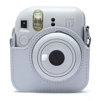 Funda compacta Fujifilm 4177081 blanca para Instax Mini 12 con correa de hombro
