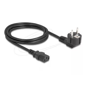 Cable de alimentación DELOCK 81567 CEE 7/7 (macho) 90° a IEC C13, 2 m, 3x1,00 mm