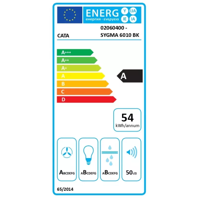 CATA SYGMA 6010 BK de pared negro 427,1 m³/h