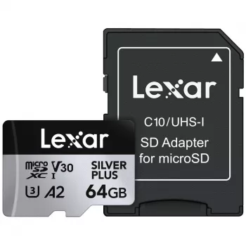 Tarjeta MicroSD Lexar 64 GB UHS-I Clase 3 SILVER PLUS