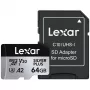 Tarjeta MicroSD Lexar 64 GB UHS-I Clase 3 SILVER PLUS