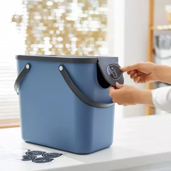 Contenedor de residuos rotho Albula 25 L rectangular, tecnopolímero, azul, 400×340×235 mm