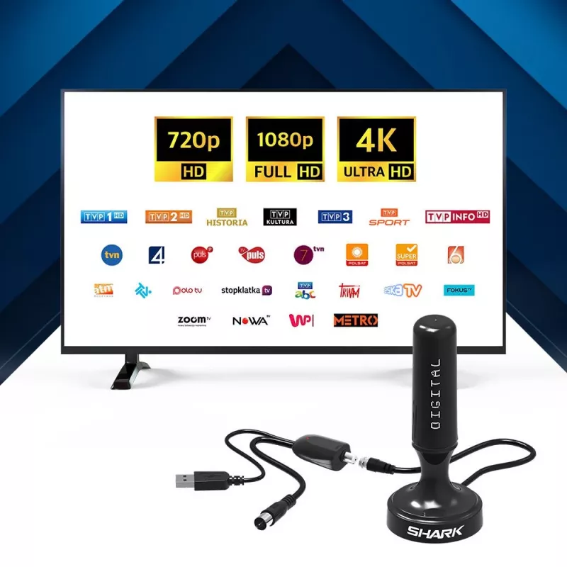 Antena DVB-T para coche Shark SHA301CAR con amplificador activo para recepción de TV en vehículo