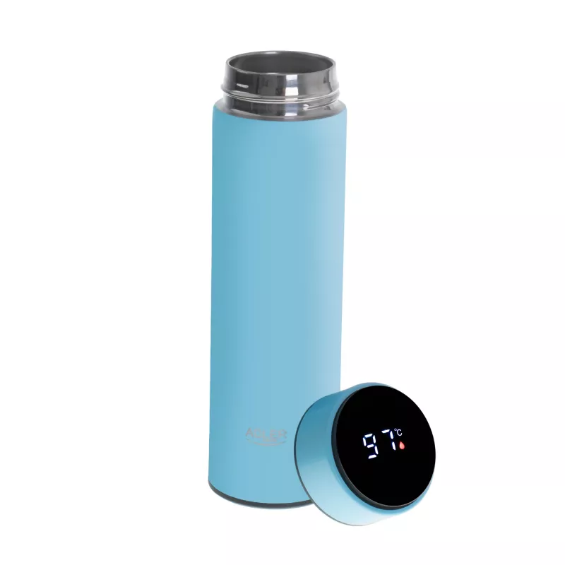 Botella isotérmica Adler AD 4506BL - termo con indicador de temperatura LED, azul