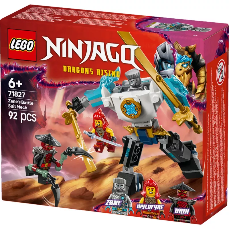 LEGO NINJAGO Set 71827 Mech traje de combate de Zane, 92 piezas, 2 minifiguras, altura 100 mm, edad 6+