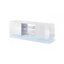 Cama Meble QIU 160 mueble de TV, MDF, blanco brillo