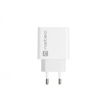 Cargador rápido de red NATEC RIBERA 12V 20W USB-C PD 3.0 + USB-A Samsung AFC blanco