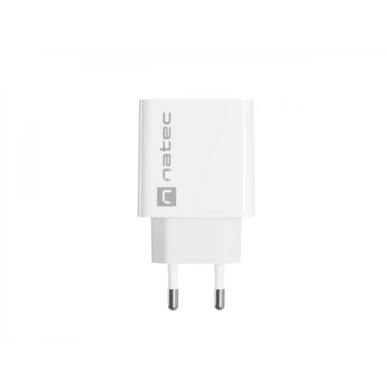 Cargador rápido de red NATEC RIBERA 12V 20W USB-C PD 3.0 + USB-A Samsung AFC blanco