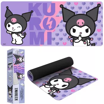 Alfombrilla de ratón Kids Euroswan 80x30 cm Hello Kitty Kuromi, gran alfombrilla rectangular para gaming/escritorio
