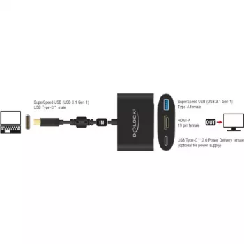DeLOCK - adaptador de vídeo externo - VL101 - USB-C 3.1 - HDMI - gris - retail (62991)