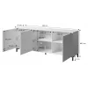 Cómoda MARMO 3D 200x45x80,5 cm blanco mate/mármol blanco