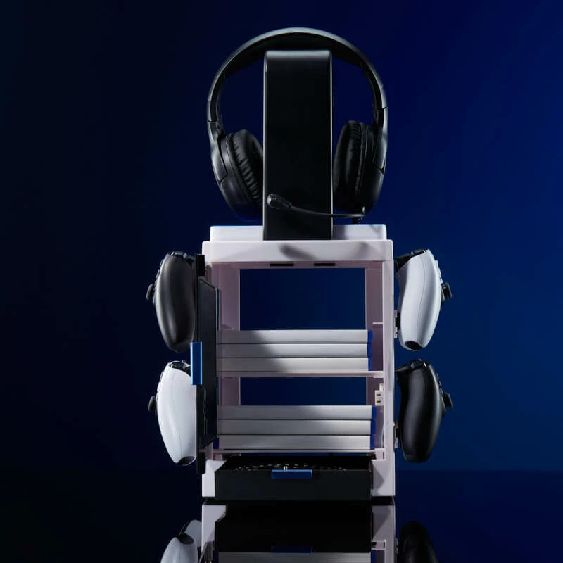 Numskull Games PS5 Inspired Gaming Locker, soporte para discos de juegos, PlayStation 5, Gris, Con cable, 1 ud.