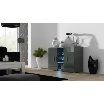 Aparador Cama 120 cm SOHO S7 gris/gris brillante