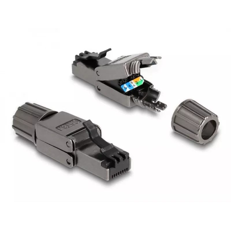 Cable de red DeLOCK conector macho RJ45 Cat.8.1 STP sin herramientas negro