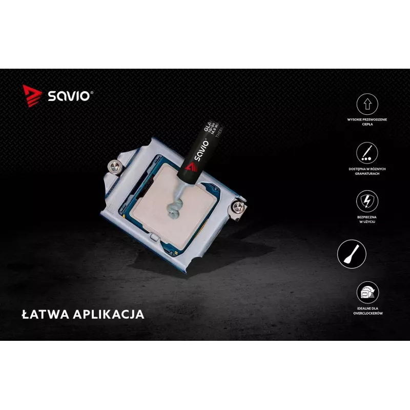 Savio Glacier TG-04 pasta térmica, 2 g, 14,5 W/mK, gris