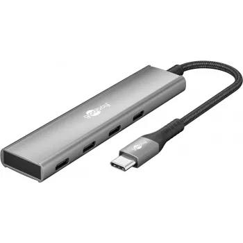 Goobay hub USB slim de 4 puertos USB-C a 5 Gbit/s - conector macho> 4x conector hembra (76564)