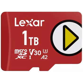 Tarjeta de memoria microSDXC Lexar 1 TB UHS‑I Class 10 U3 V30 lectura 205 MB/s escritura 140 MB/s (roja)