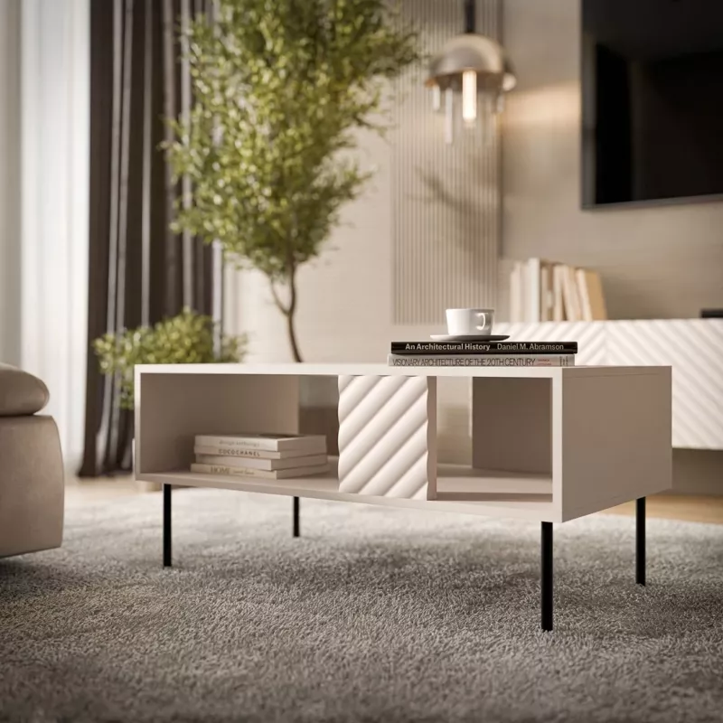 Mesa de centro Cama LUCCA banco/mesa 100x55x46 cashmere, tablero rectangular gris