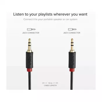 SBS TECABLE35KR - cable de audio - mini-phone estéreo 3,5 mm macho a mini-phone estéreo 3,5 mm macho - 1,5 m - negro (TECABLE35KR)