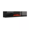 Mueble TV cama meble LUXE 301126 con chimenea eléctrica integrada, 182,6×34,5×37,5 cm, negro brillante