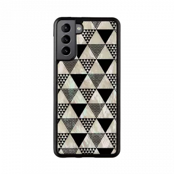 Funda protectora iKins para Samsung Galaxy S21+ — patrón pirámides, negra
