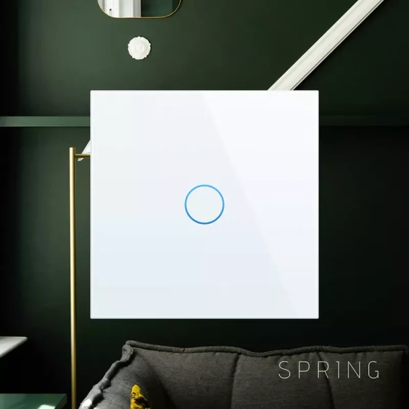 Interruptor de pared táctil Spring 3 interruptores cristal blanco — Modelo 0