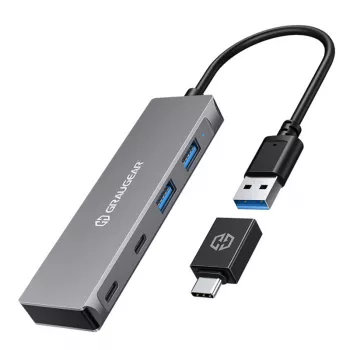 GRAUGEAR G-HUB2A2C-AC Hub interfaz USB 3.2 Gen 1 (3.1 Gen 1) Type-A + Type-C 5000 Mbit/s plata