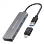 GRAUGEAR G-HUB2A2C-AC Hub interfaz USB 3.2 Gen 1 (3.1 Gen 1) Type-A + Type-C 5000 Mbit/s plata