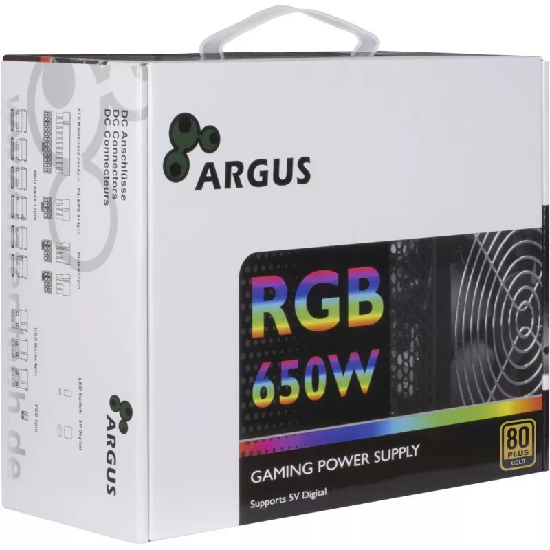 Inter-Tech Argus RGB-650W CM II Fuente de alimentación 20+4 Pin ATX ATX Negro
