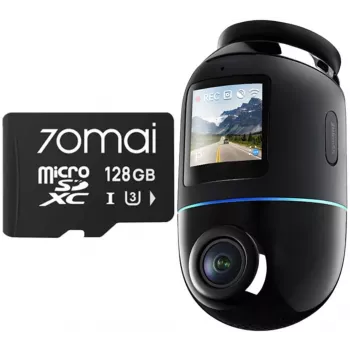 Dashcam 70mai Omni X800 4K con tarjeta SD 70mai de 128 GB, negra