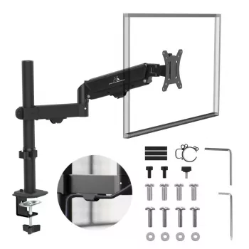Soporte de monitor MACLEAN MC-135 con muelle de gas para pantallas de 17 a 32 pulgadas, carga 2–10 kg, negro