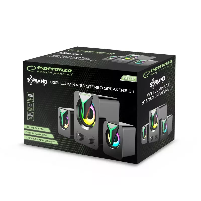 Esperanza EGS107 Altavoz 2.1 USB LED 5 W negro